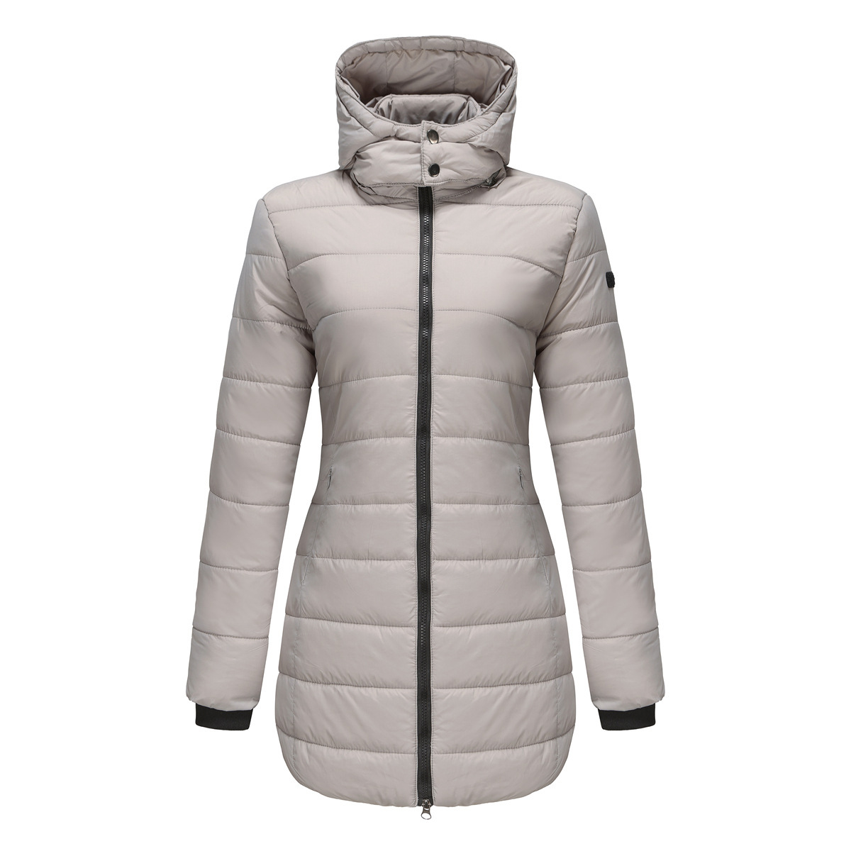 Abrigo de invierno para mujer con capucha extraíble parka impermeable_voghion.com