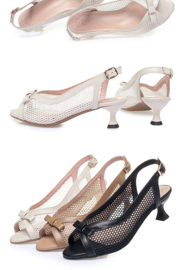 Sandal peep toe nữ gót vuông da thật, mũi hở, quai hở gót, phong cách thời trang — màu đen chi tiết 17