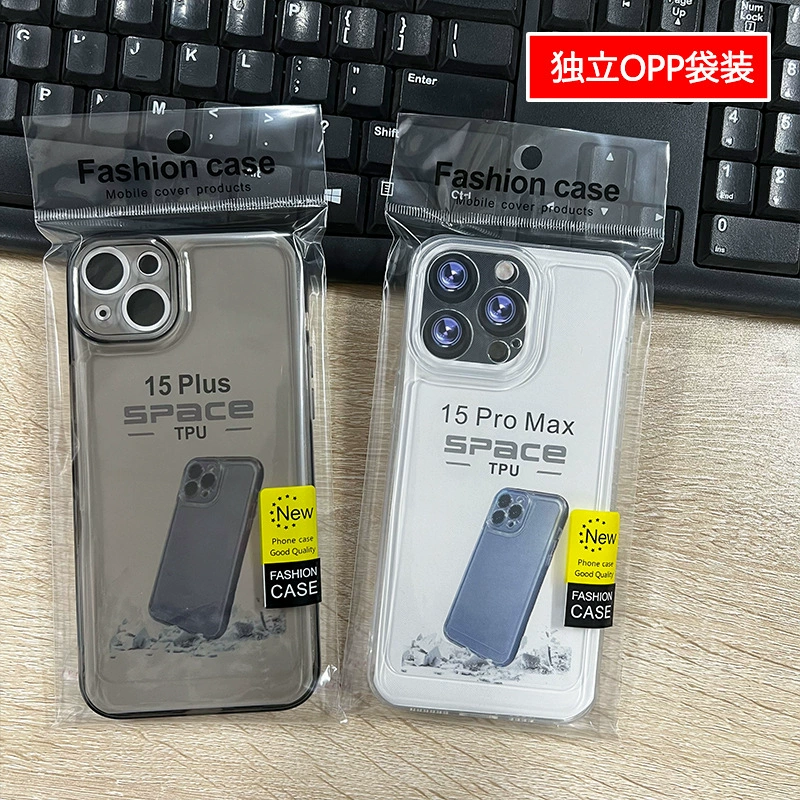Phone Case Apple iPhone 15, Space Silicone Protective Cover, Clear/Black, TPU, Lightweight