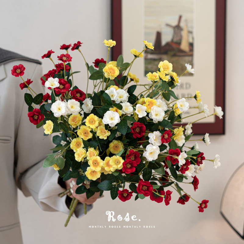 5 ramas 20 rosas flor artificial flor falsa flor flor de bricolaje de boda material de flor hogar rosa rosa pequeña flor biónica flor decorativa