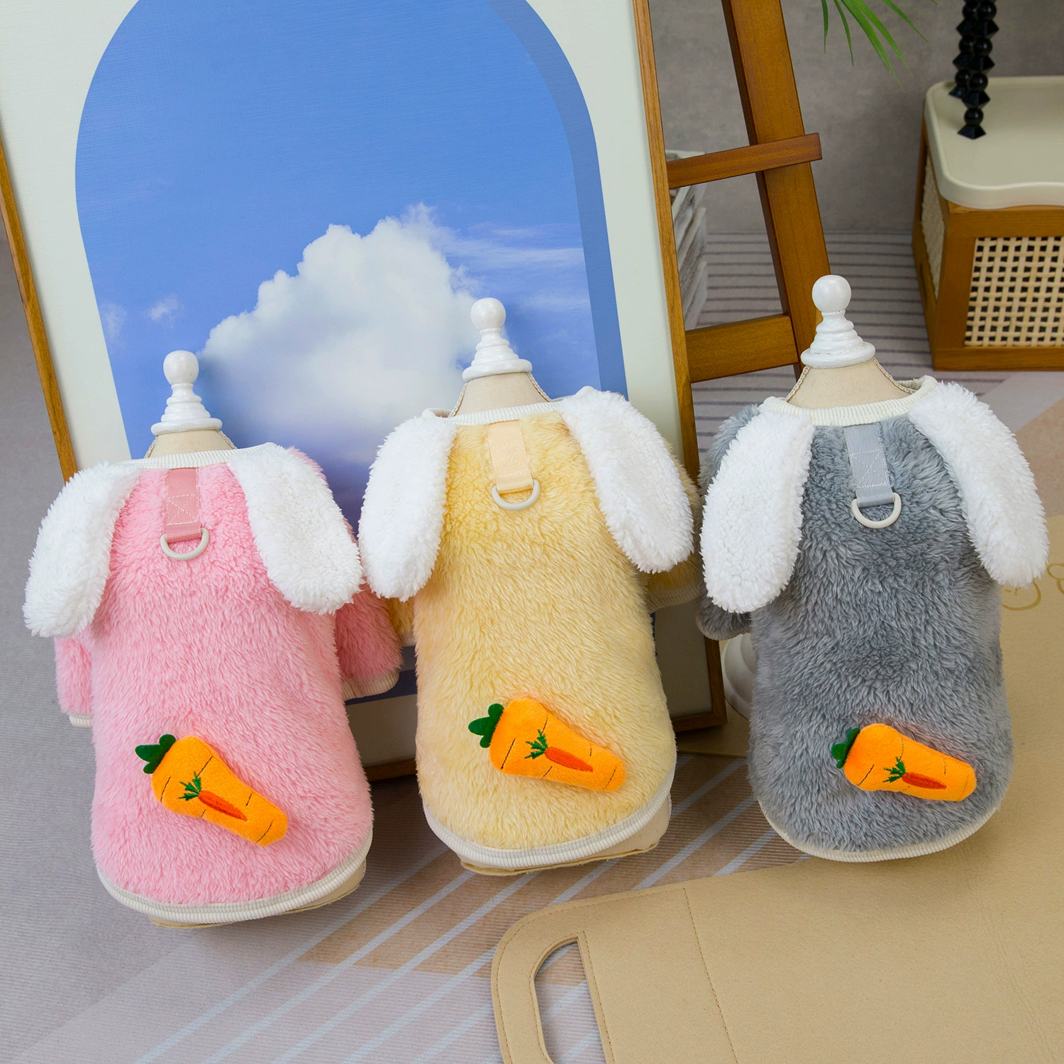 Домашние собаки Одежда для собак Домашние животные Редька Флис Одежда для домашних собак Одежда для собак осень-зима Новый 24 большой белый кролик двуногий флис