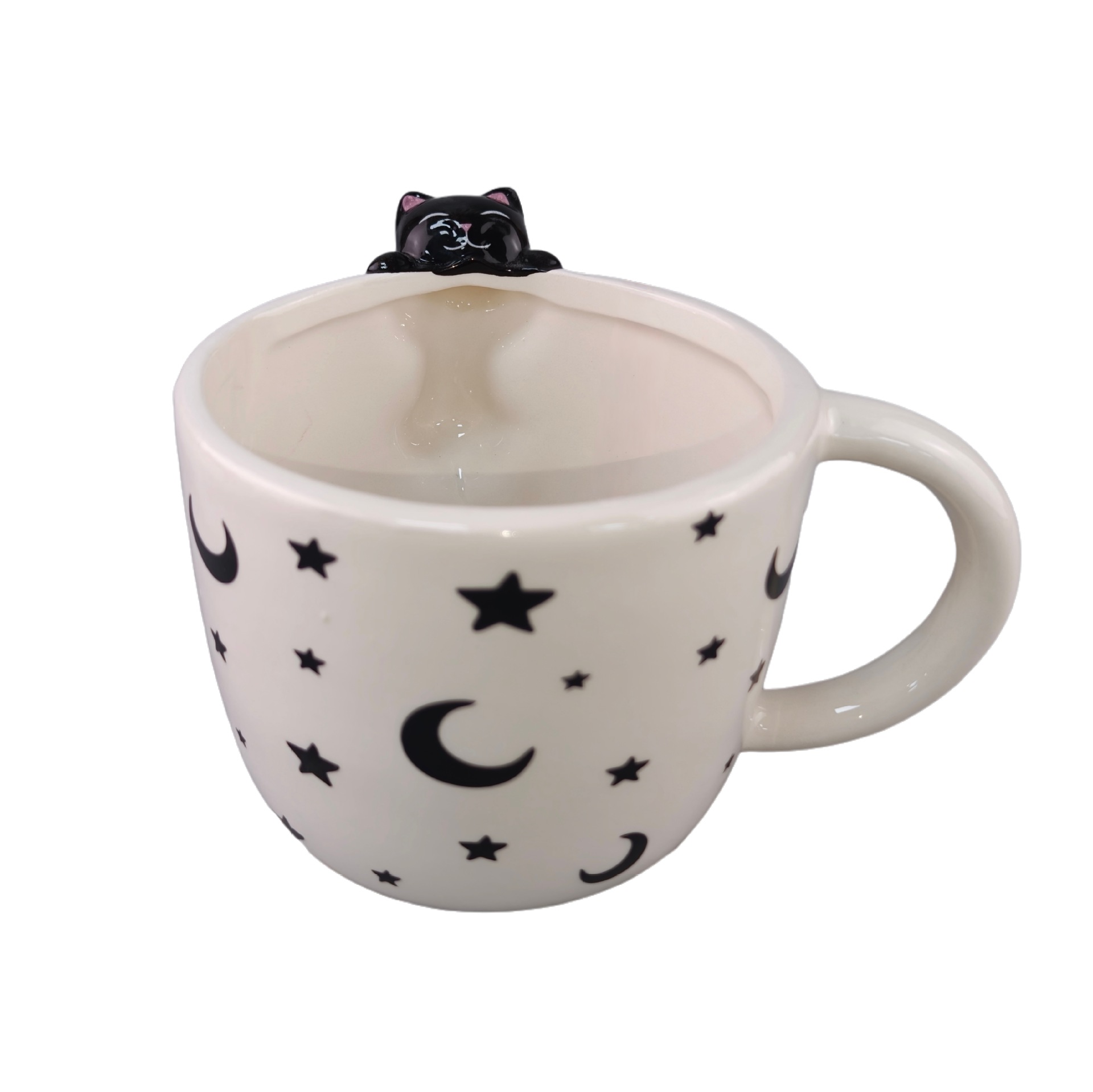 Cerámica taza de Halloween, taza de gato, taza de cerámica pintada a mano, taza de animales, taza de agua de pareja, encantadora