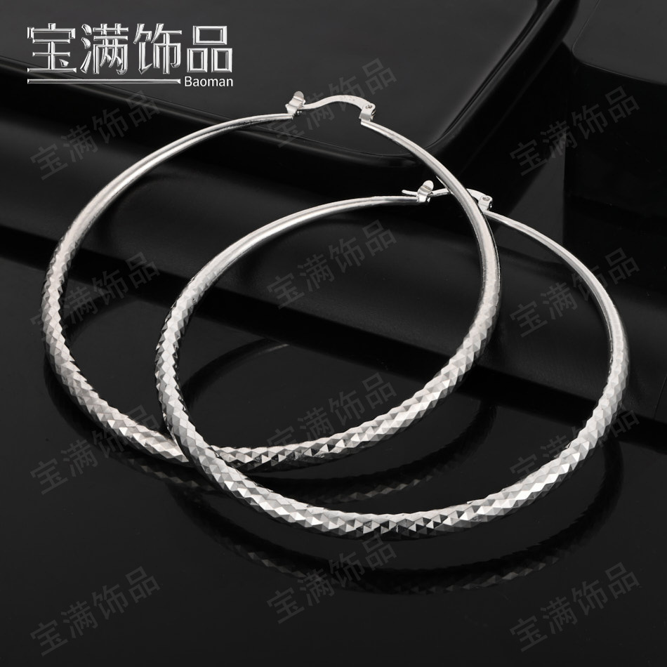 Fashion Trendy 925 Silver-Plated Earrings Factory Price Wholesale Export Hot-Selling European and American Popular Large Hoop Earrings Jewelry
