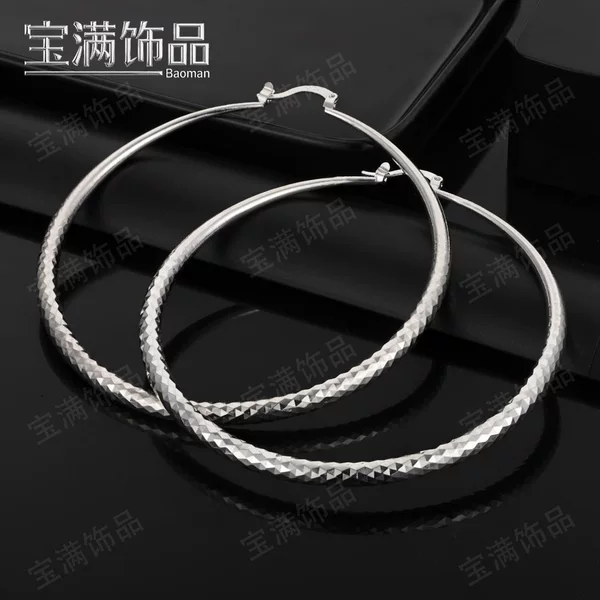 Fashion Trendy 925 Silver-Plated Earrings Factory Price Wholesale Export Hot-Selling European and American Popular Large Hoop Earrings Jewelry