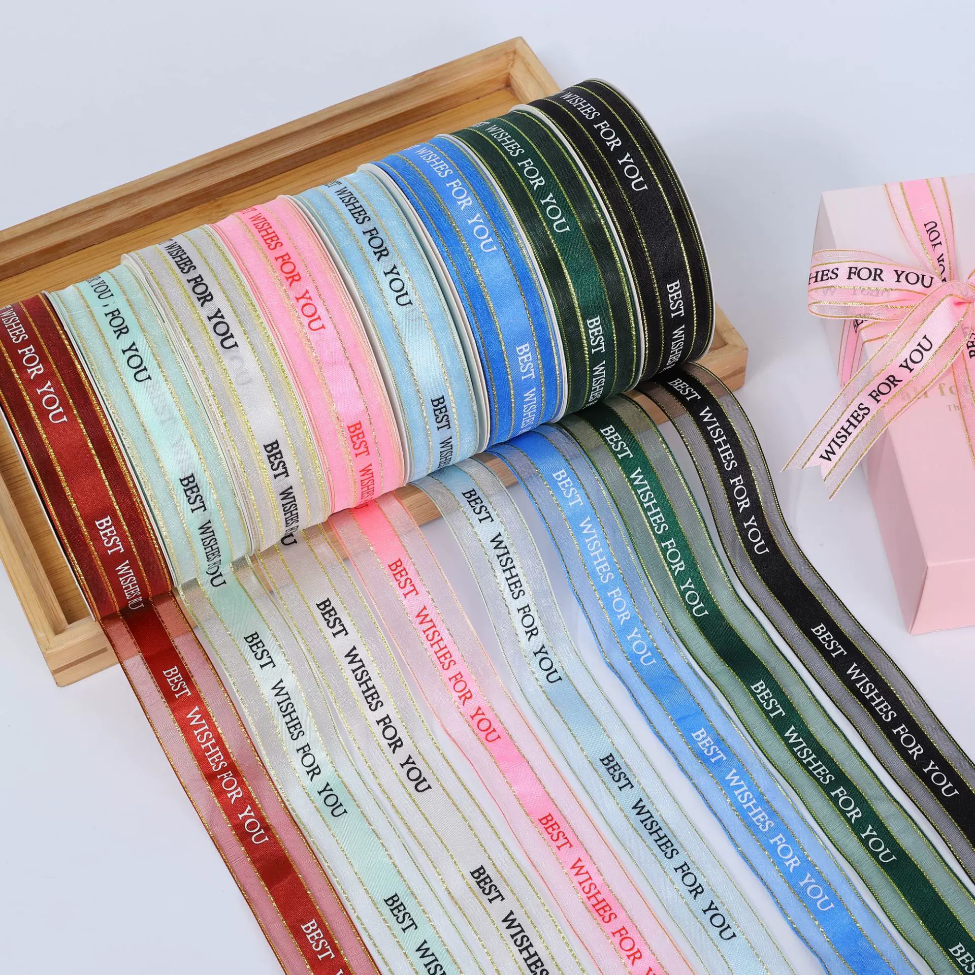 鲜花包装丝带英文字母彩带礼品包装缎带蛋糕绳绑绳伴手礼盒绸纱带