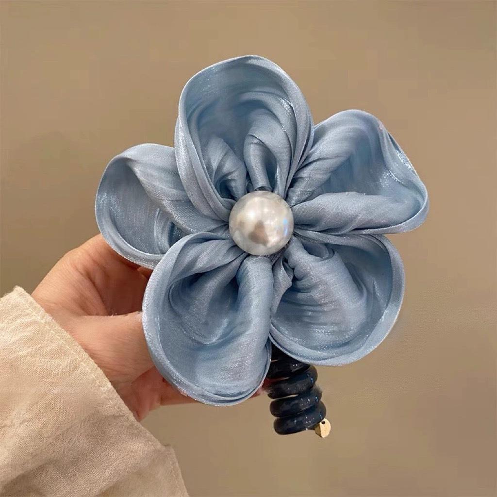 Großes Blumen Perlen Spirale Haargummi Für Damen Elegant_voghion.com