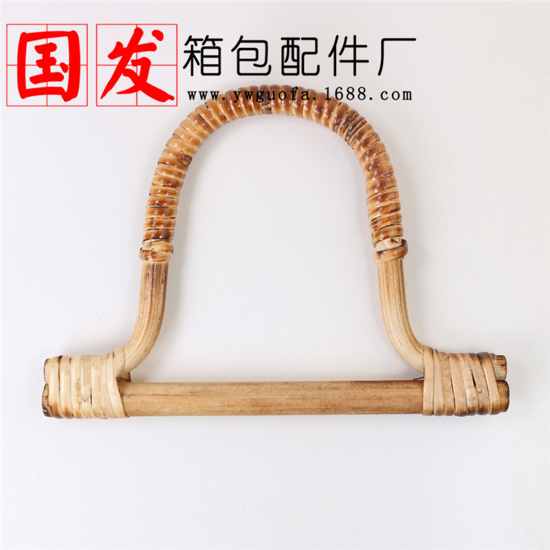 Tejido de bambú de madera real: 16cm mango de madera en forma de D mango de bambú en forma de D bolso de mano mango oro