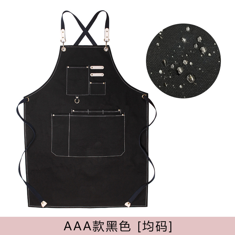 Amazon engrosada lienzo delantal logotipo personalizado leche té tienda bar chef peluquería guardapolvos delantal al por mayor