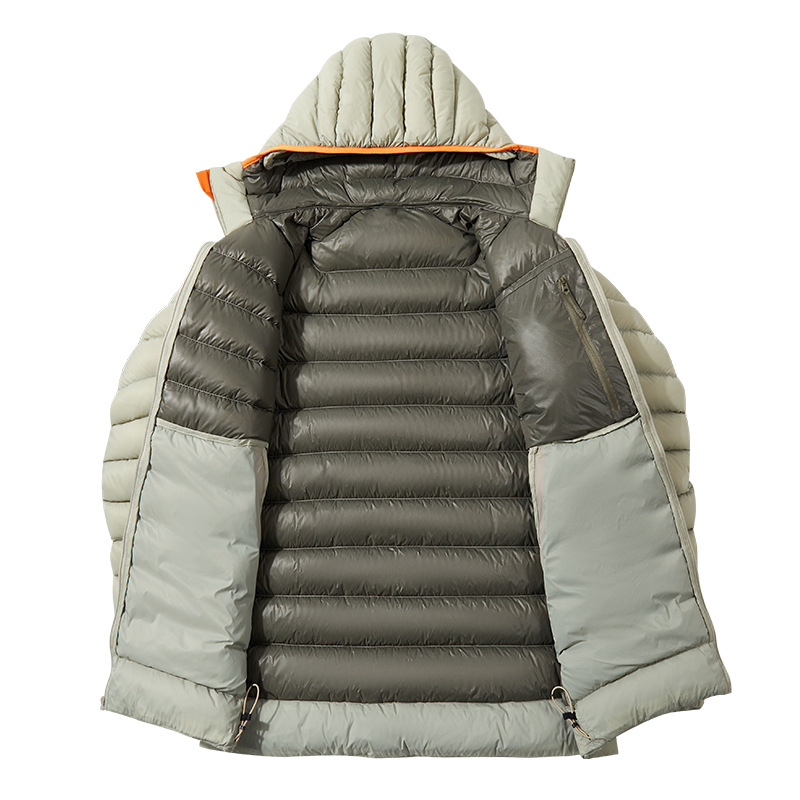 Bird 's Home nuevo color blanco de goma de goma de goma a prueba de viento de color sólido ligero y cálido chaqueta de costilla encapuchada