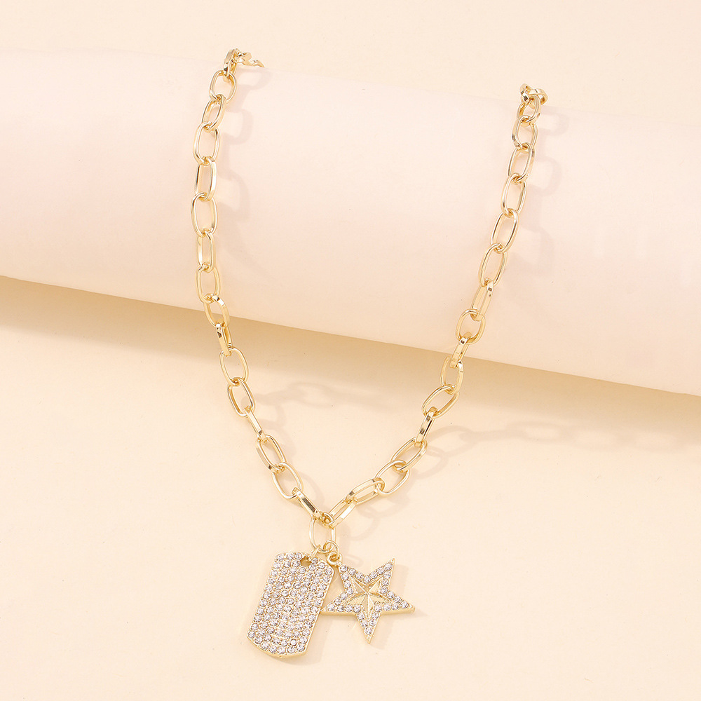 Fashion Single-layer Square Brand Star Necklace display picture 8