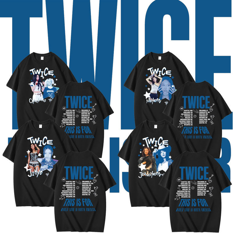 2026 Cross-Border Fan Support for the Twice Group, Printed Tops, Autumn and Winter Short-Sleeved T-Shirts Wholesale