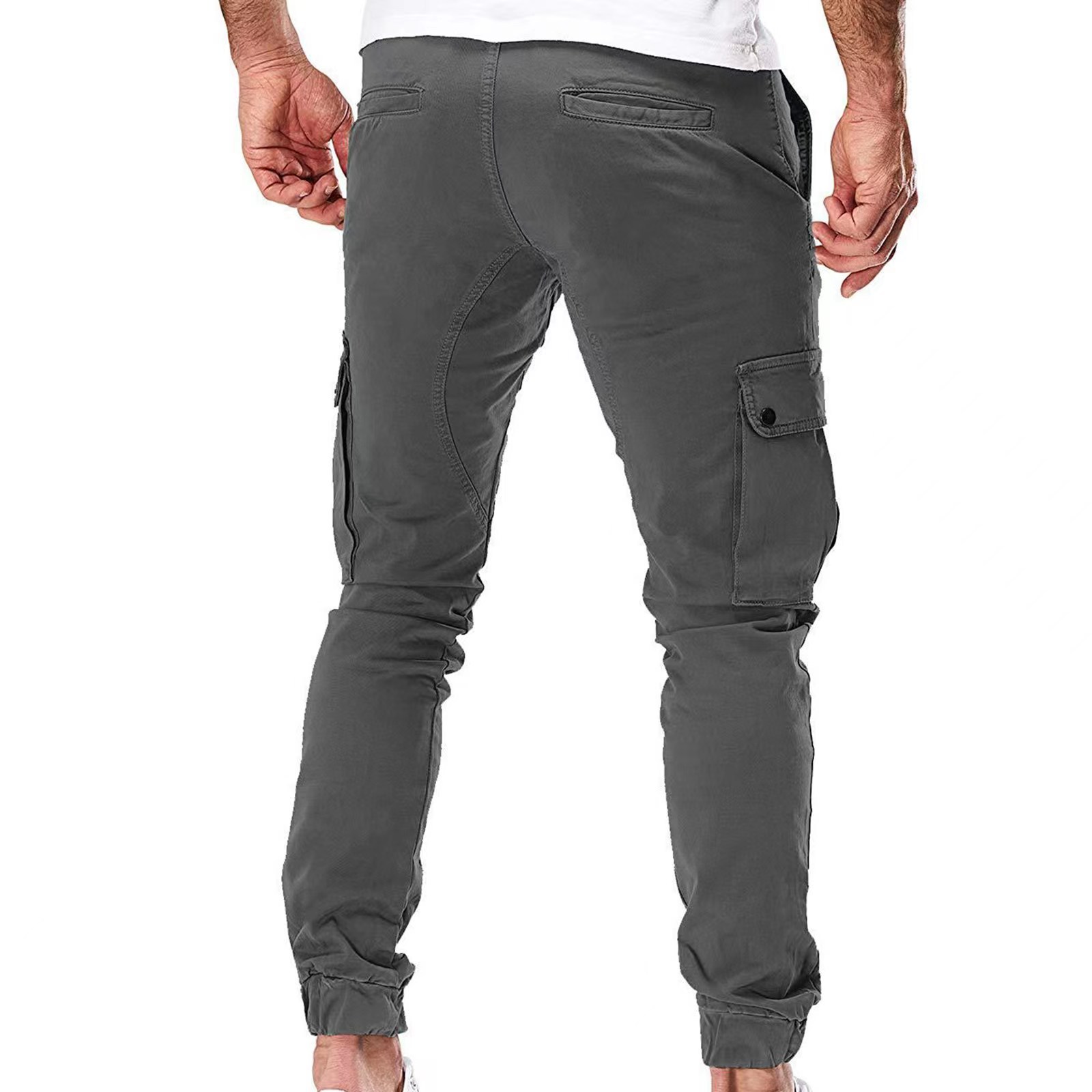 Autumn New Men's Cargo Pants Mens Overalls Multi-pockets Solid Color Pants Trousers Slim Fit Jogging_voghion.com