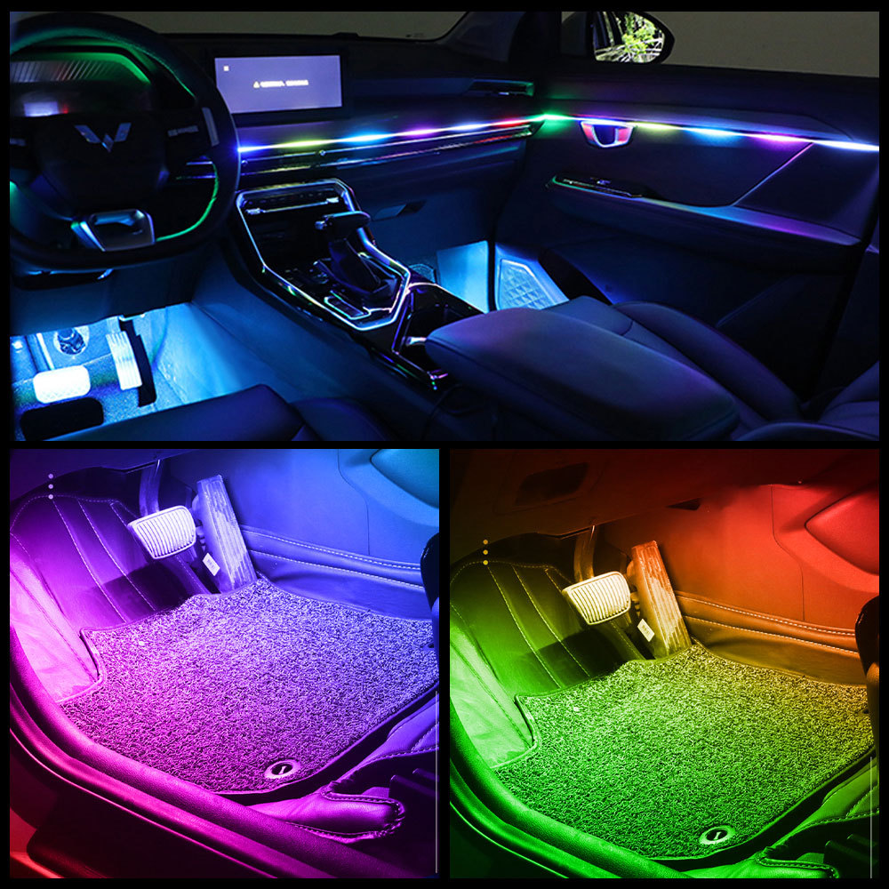 3-Control Acrylic Car Led Interior Atmosphere Light Hidden Decorative Light App Colorful Flowing Water Modified Light Strip