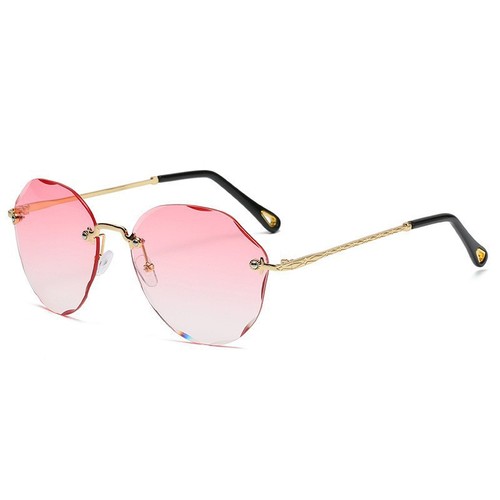 Celebrity Streetwear New Polygon Sunglasses for Women, Large Faces, Slimming Ocean Film, Rimless Edge, Dark Sunglasses