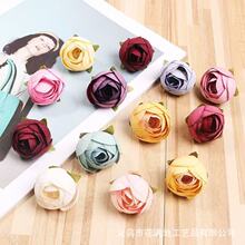 仿真玫瑰小茶包花头 diy手工帽子花材料配件喜糖盒装饰手腕花玫瑰