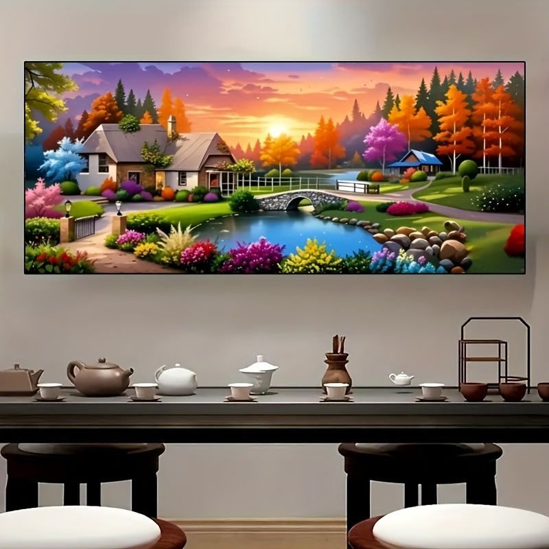 Transfronterizo Amazon pintura de diamantes fábrica de explosión venta directa pintura de diamantes DIY paisaje decoración pintura colgar paquete de herramientas '
