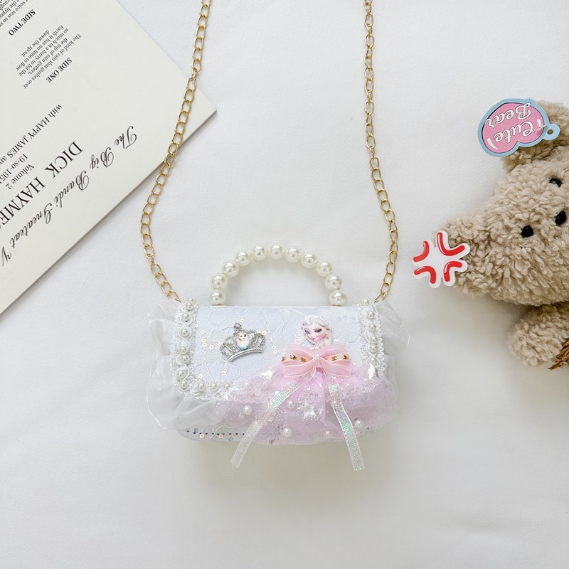 Nueva moda para niños bolso cuadrado bolso princesa de estilo extranjero bolso de cadena de flores para niñas bolso de hombro