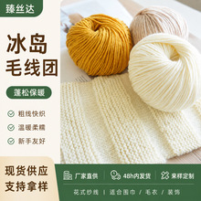 冰岛毛线团手工编织毛线团批发粗毛线棒针围巾线坐垫地毯粗线批发
