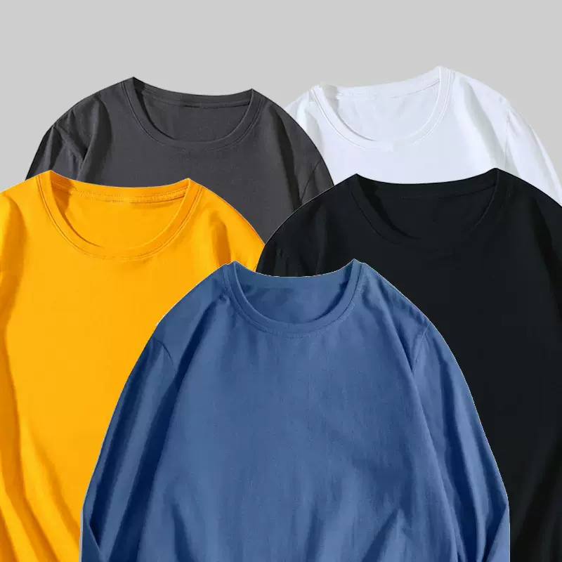 春秋季男士T恤纯色棉长袖打底衫体恤青少年男秋衣港风卫衣男薄款