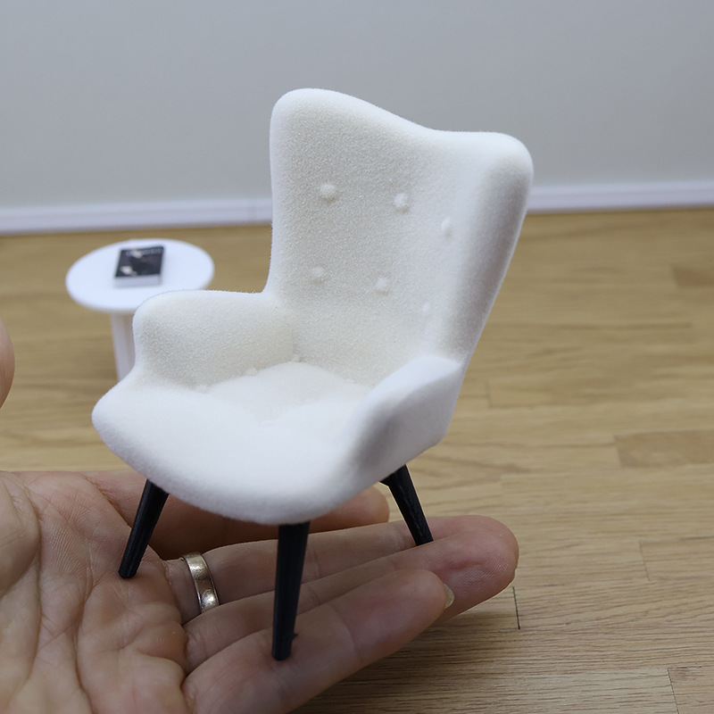 Modelo de sofá de flojo en miniatura de simulación de una sola persona, casa de muñecas, decoración en miniatura, muebles, modelo de sofá mini