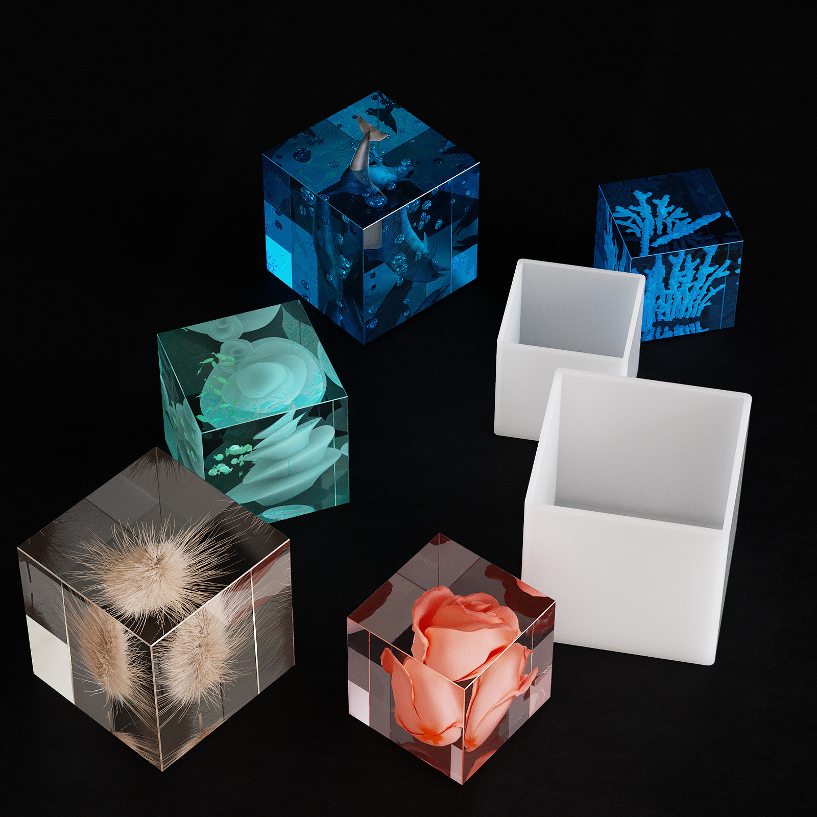 Cristal epoxi cubo molde de silicona Pulido-libre DIY joyería hecha a mano resina seca flor decoración modelo