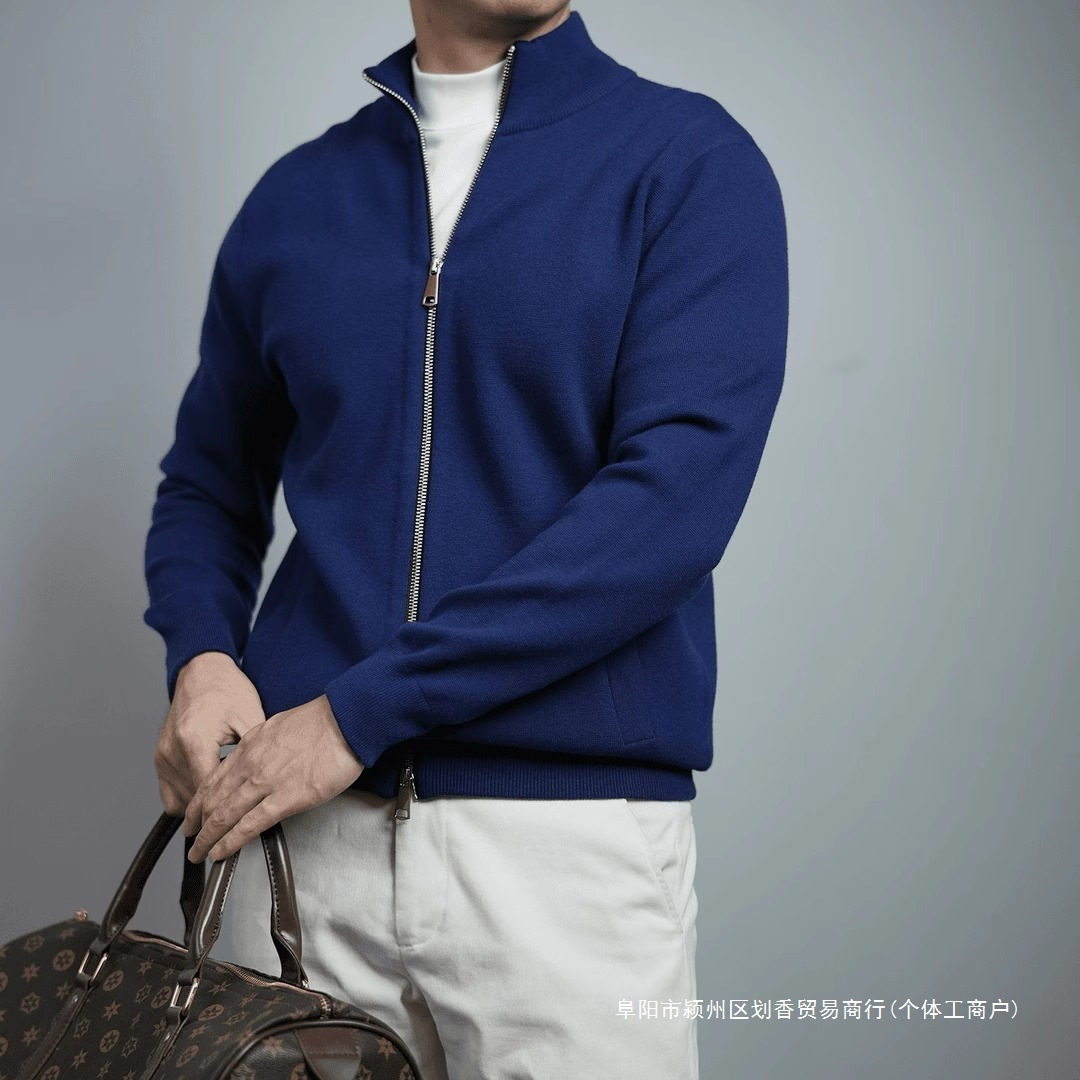 autumn solid color cardigan with zipper