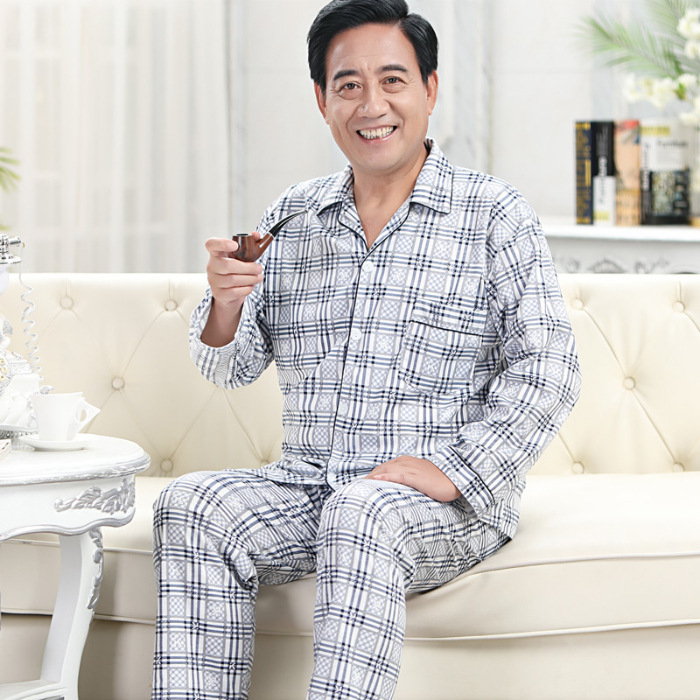 2024 nuevo pijama a cuadros para hombres primavera y otoño algodón de manga larga tamaño grande otoño y invierno para hombres se puede usar ropa para el hogar
