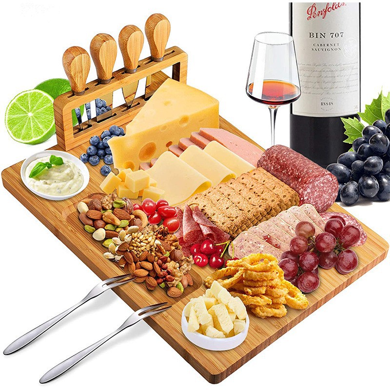 Nueva tabla de cortar de bambú fábrica al por mayor en stock tabla de quesos de bambú con imán