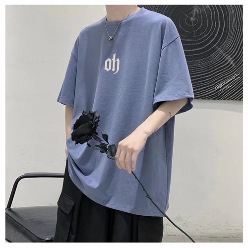 Men's Short Sleeve T-Shirt Trend Brand Instagram Top Summer Teenagers Junior High and High School Students Fat and Large Size Pure Cotton T-Shirt