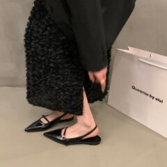 欧美外贸跨境大码单鞋女2025夏季新款平底女鞋仙女风包头后空凉鞋