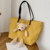 Cute capacious one-shoulder bag, shopping bag, with little bears