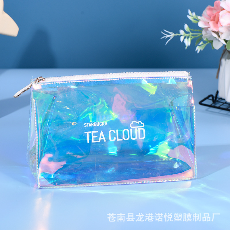 厂家批发pvc镭射幻彩拉链包定 制旅行透明化妆包化妆品收纳袋