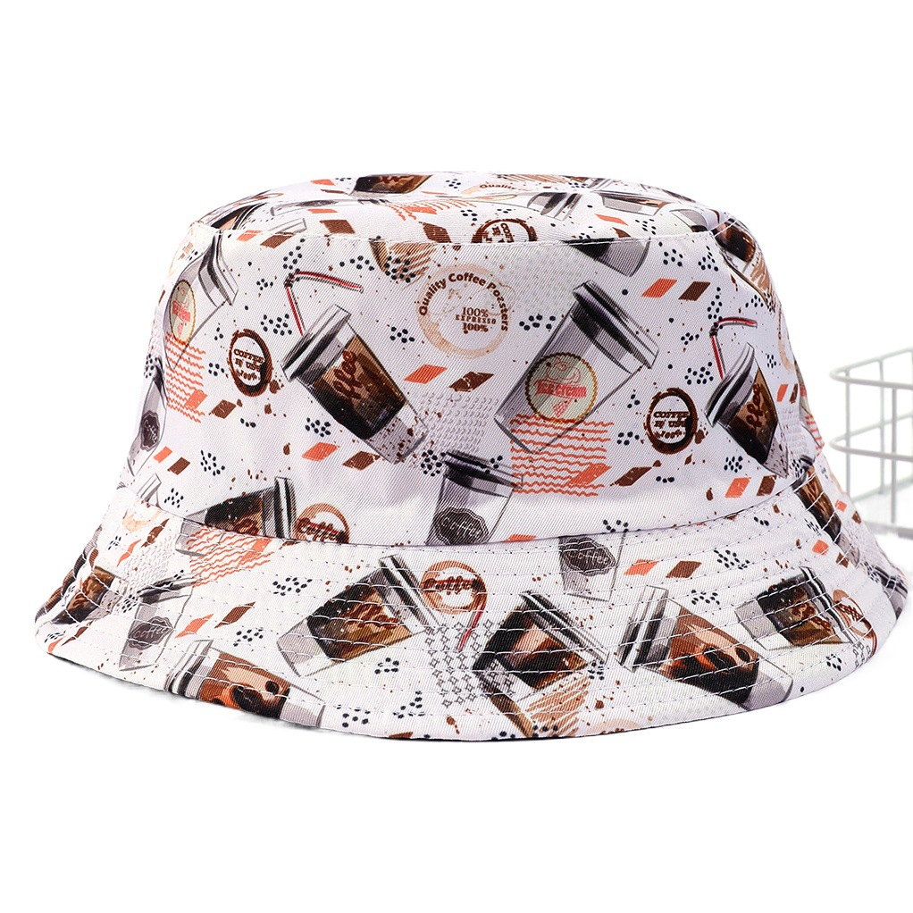 Estilo coreano original cuenca sombrero moda mujer impreso pescador sombrero hombres y mujeres de primavera y verano nuevo ocio al aire libre sombrero para el sol