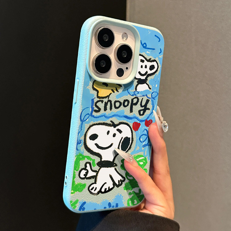 Graffiti Snoopy Lychee Pattern for Apple 16promax Phone Case iphone13 Cartoon 11 Leather Pattern 15 Soft Graffiti Snoopy Lychee Pattern for Apple 16promax Phone Case iphone13 Cartoon 11 Leather Pattern 15 Soft