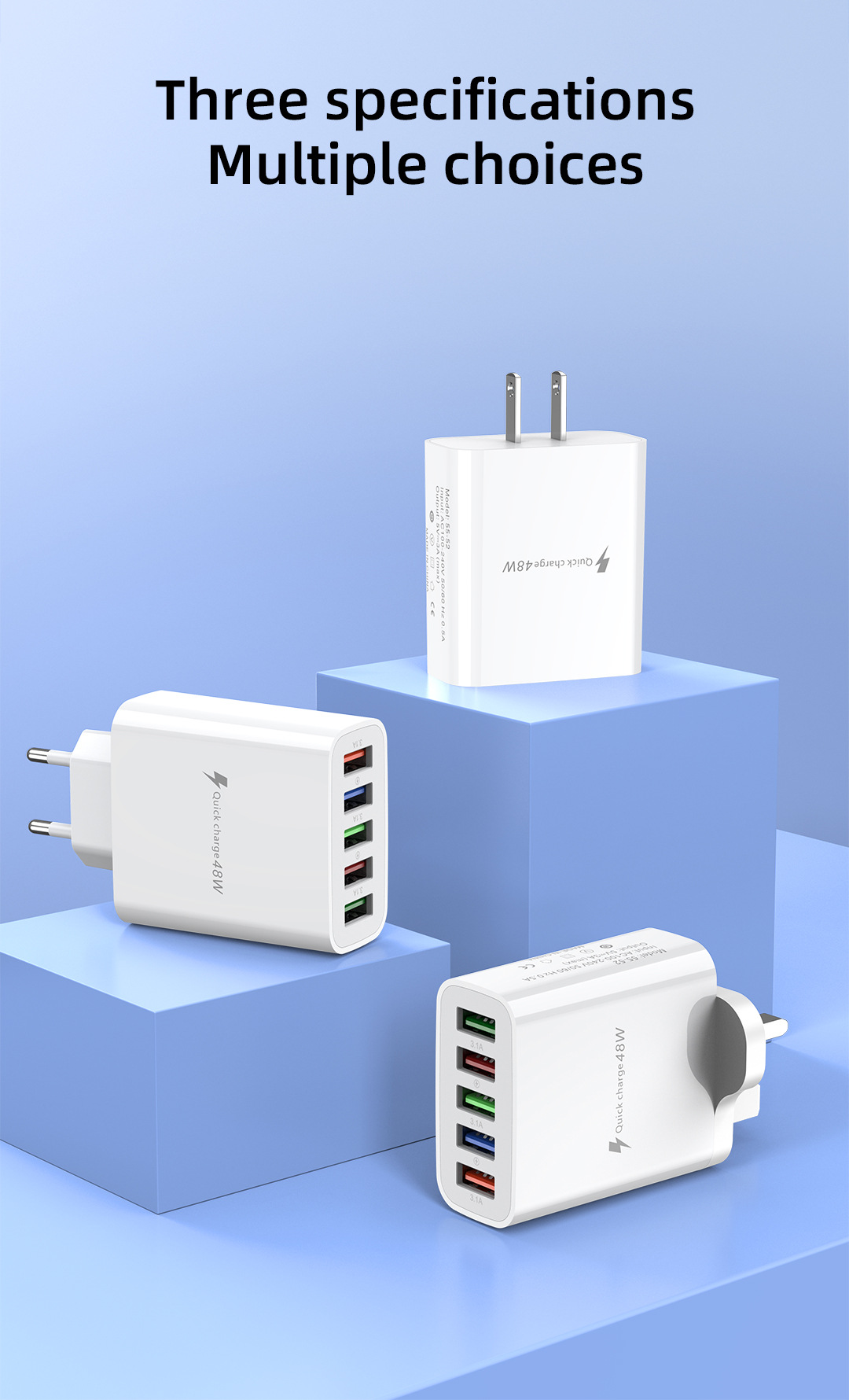 Novi punjač za mobilni telefon s priključkom 5U i više USB priključaka, europski američki standard, britanski standard s brzom glavom, 5V3A_voghion.com