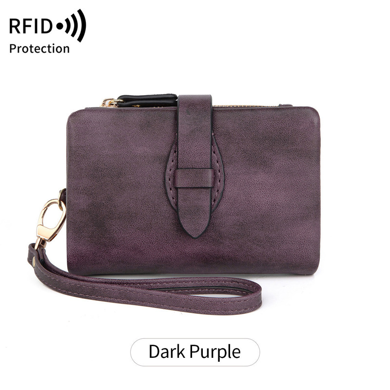 クロスボーダー新 RFID レディース財布 PU ソフトレザー 70% off ショートウォレットレトロファッションジッパーバックル小銭入れ|undefined