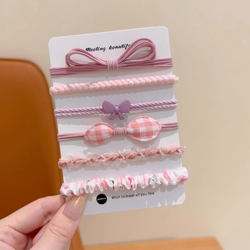 Color no daña cabello anillo de cabello niñas atadas bola cabeza elástica cuerda de cabeza lindo dibujo animado pequeño conejo flor cuerda de cabello