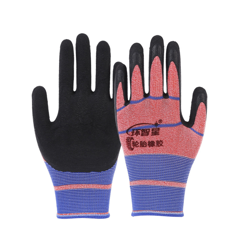 Fabricante al por mayor guantes de látex antideslizante alta elástica permeable a la ventilación durable protección laboral sitio de construcción guantes de espuma de impregnación