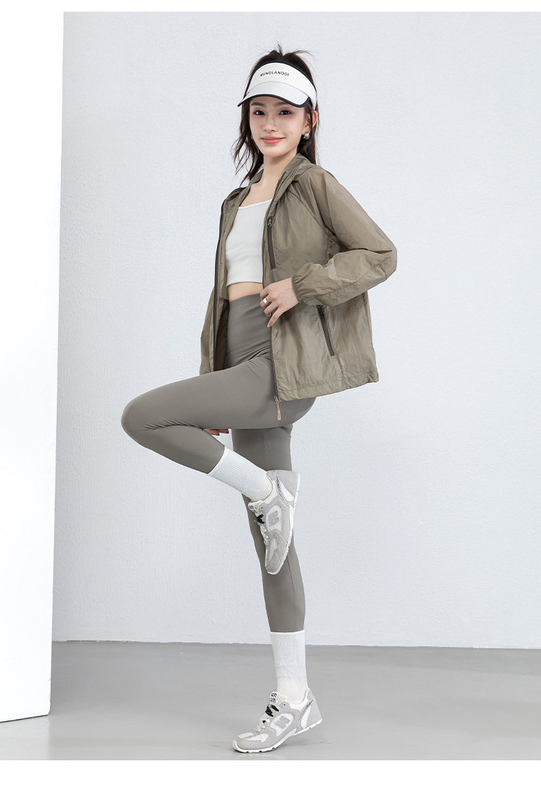 Áo chống nắng nam mũ trùm đầu dáng nhẹ thoáng khí — Xanh lá cây chi tiết 22