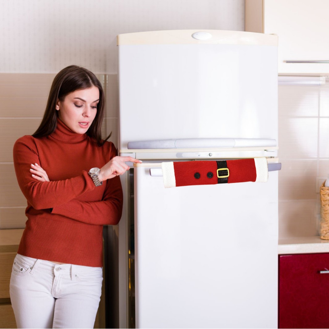 Decoración de Navidad guantes de mano de tela de lana para refrigerador guantes de mano de puerta para uso doméstico guantes de protección de microondas