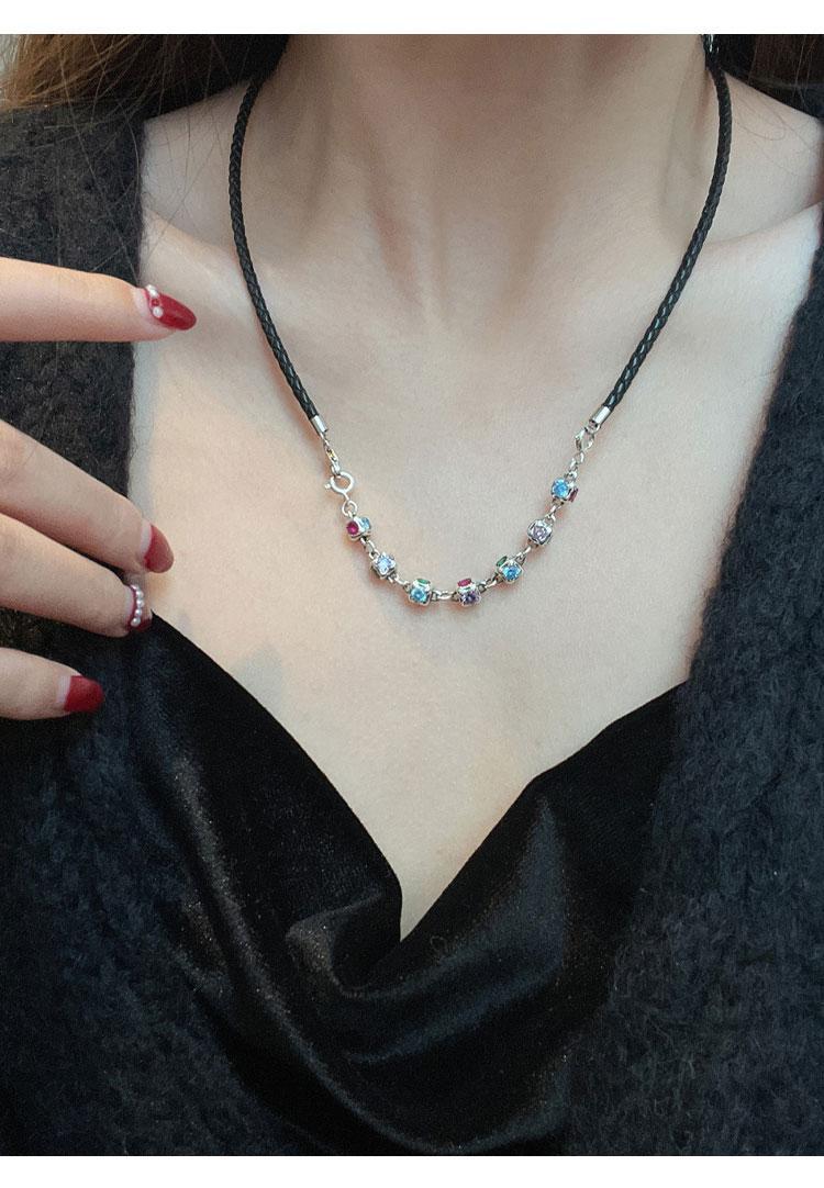 White Gold Plated Plating Material 1 Piece 80MM Copper Zircon White Gold Plated Square Extension Chain