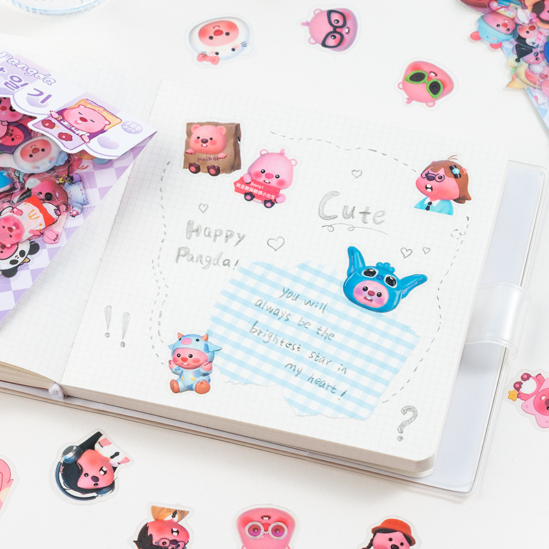 Feliz SERIE DE chuanda 100 unidades impermeable PVC etiqueta engomada transparente bolsa papel DIY Diario decorativo pegatinas animales