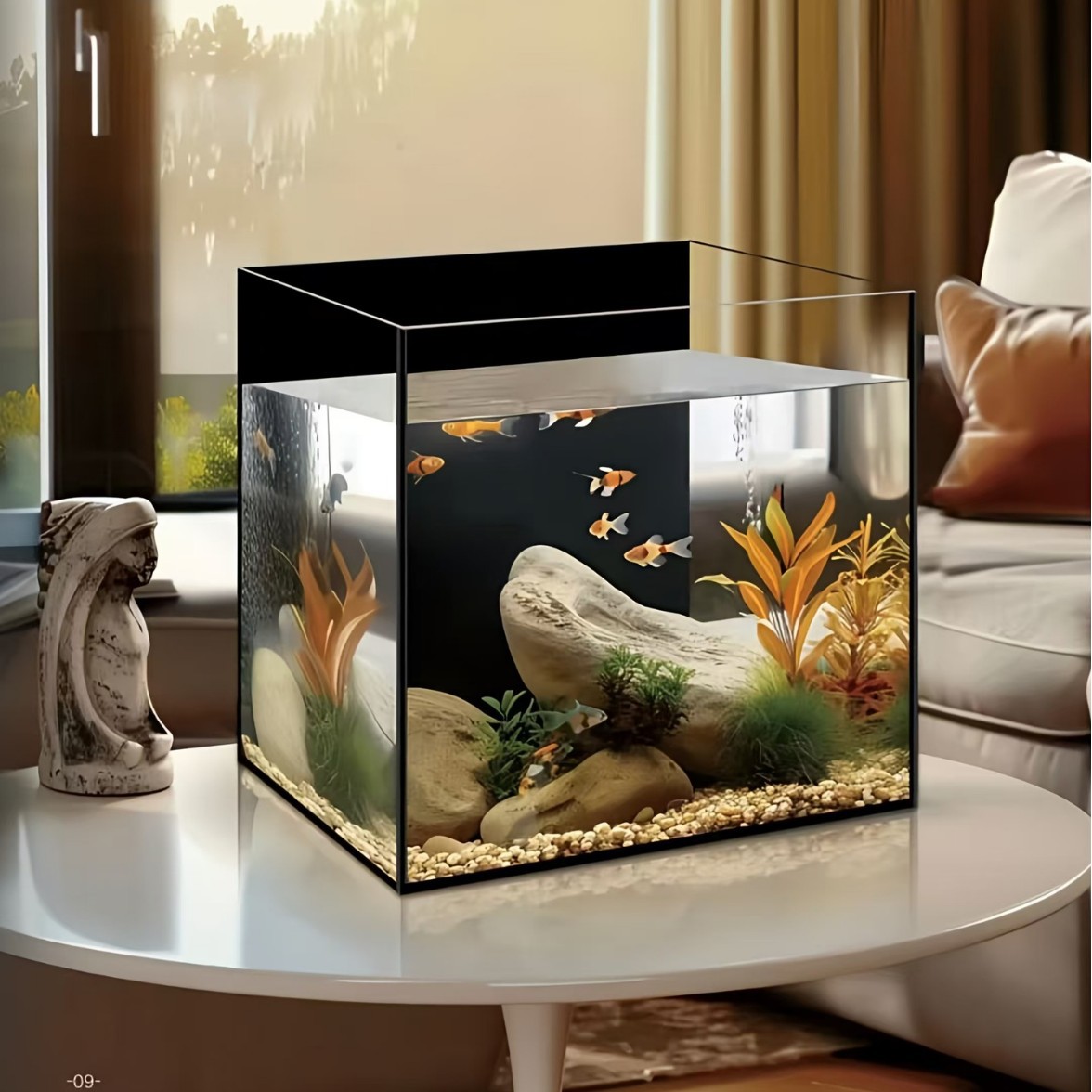 Black-backed fish tank living room small household right-angle black glass tank desktop small fish tank fish aquatic plant tank ecological black-backed tank