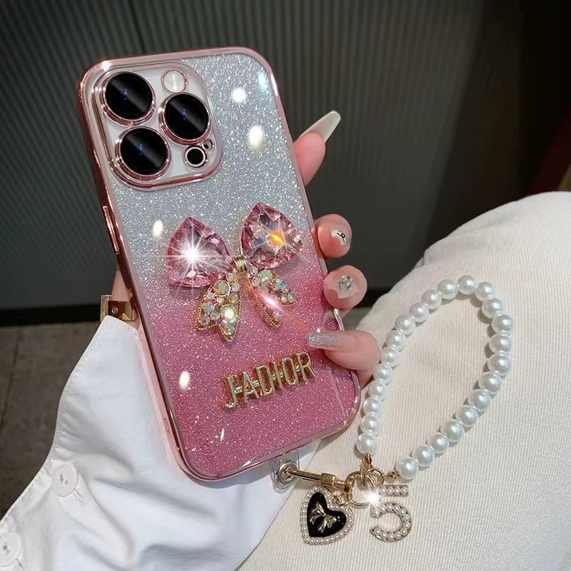 rhinestone bow for S24ULTRA phone case all-inclusive S24 electroplated glitter phone case advanced S23 soft case