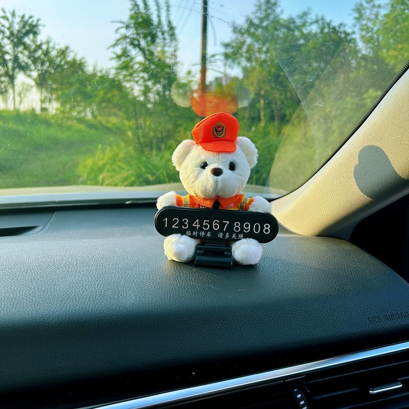 Police Bear Doll, Traffic Police Bear, Car Moving Phone Number Plate, Temporary Parking Phone Number Plate, Decorative Gift