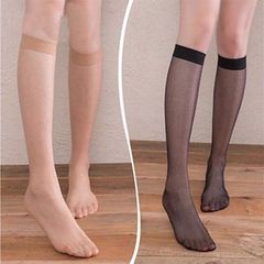 Sheer Over-the-Knee Stockings, Anti-Ladder Ultra-Slim Long Socks for Women, Bare Leg Color Korean Style Half Calf Socks, Transparent Half-Calf Over-the-Knee Stockings