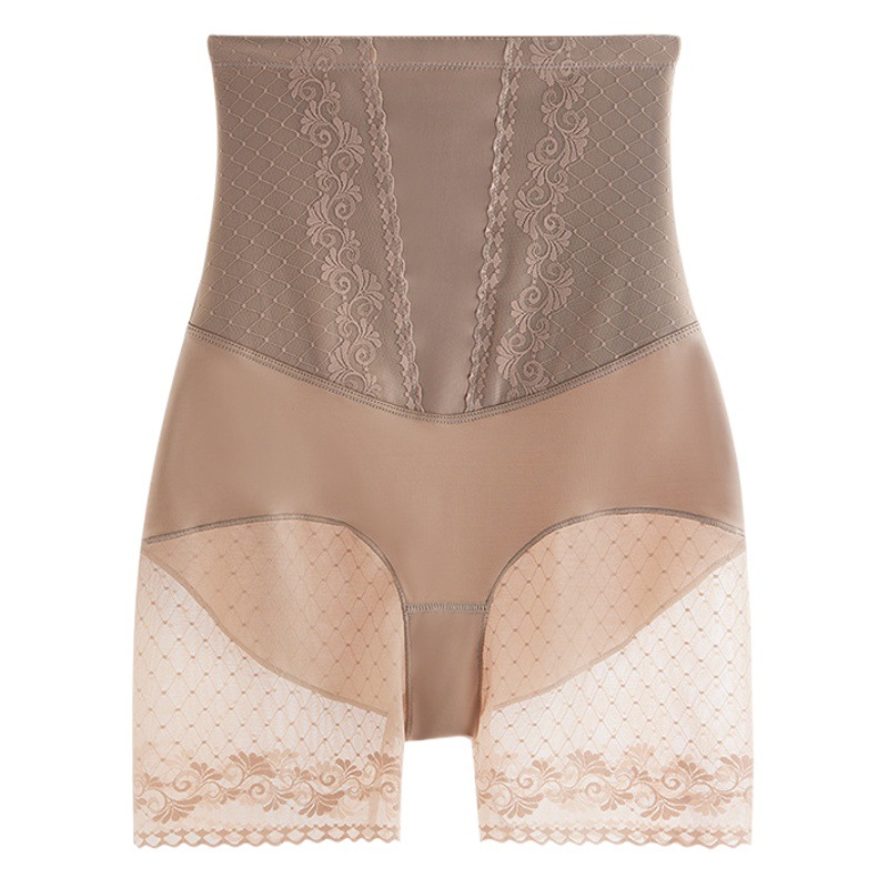 Cintura alta de encaje vientre que contrae la ropa interior cadera de las mujeres que forma la cintura que forma el algodón anti-exposición verano bottoming boxeadores delgados