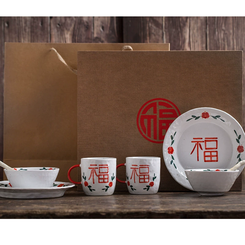 Ceramic gift box, tableware, set, hand painting, Birthday gift