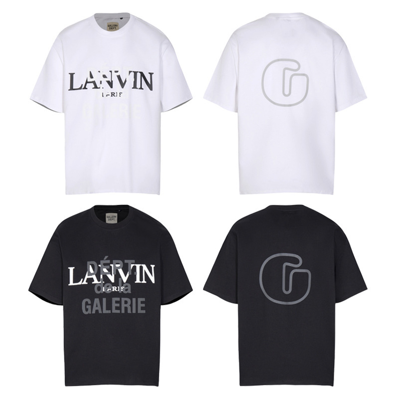 Foreign Trade Cross-border Gallery Dept Joint Lanvin Langfan Double Letter Overlapping Short-sleeved T-shirt Loafer Shirt