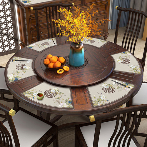 Factory direct sales pu leather fan-shaped placemats household waterproof and oil-proof western placemats dinner plate mats table insulation mats